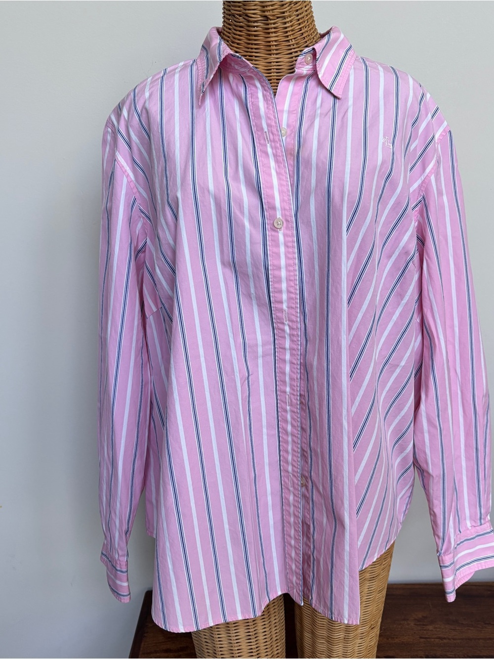 Lauren Ralph Lauren Pink Blue White striped Button Down shirt, Size 2X XXL